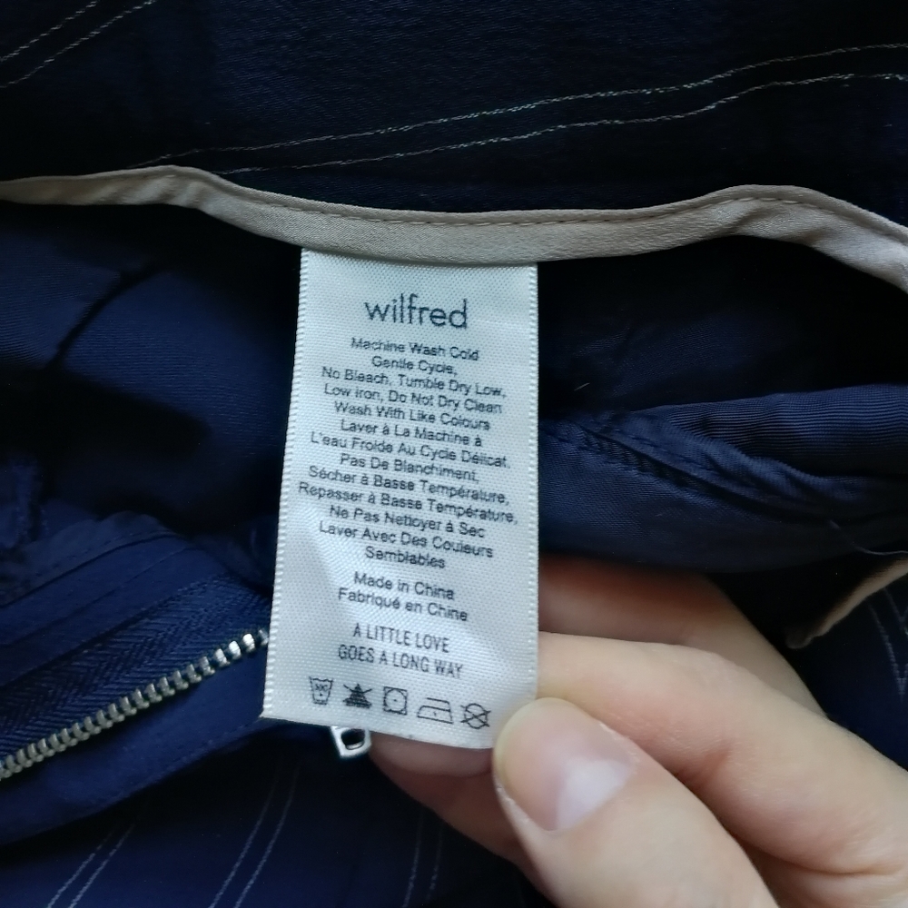 WILFRED Blue White Stripe Tie Front Jallade Work Pants Size 4 Aritzia NO TIE - Picture 9 of 9